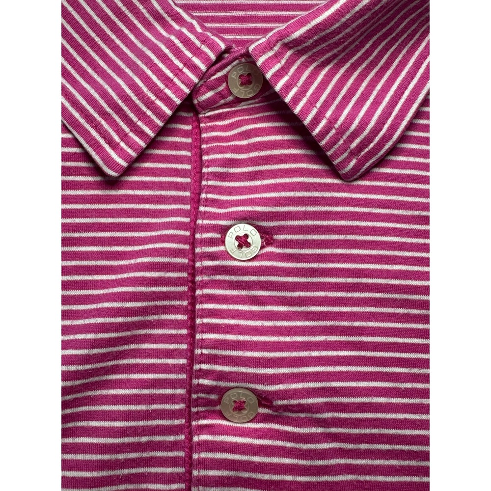 Polo Golf Ralph Lauren Pink White Striped Pima Cotton Polo Shirt Mens XL - Picture 4 of 8